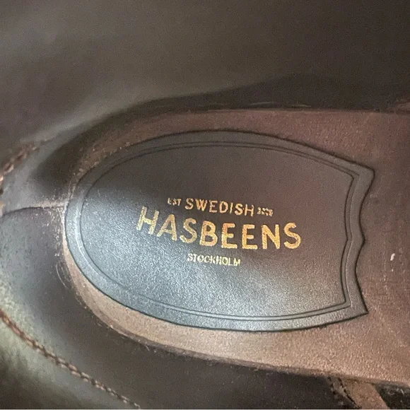 Swedish Hasbeens Zip Front Platform Clog Boot Scandi Size 41 Women Brown Nubuck - Picture 11 of 12